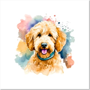 Adorable Goldendoodle Watercolor Posters and Art